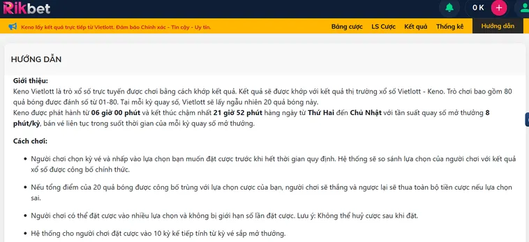 Trải Nghiệm Keno Vietlottt Tại RikBet Cơ Hội Trúng Thưởng Hàng Tỷ Đồng