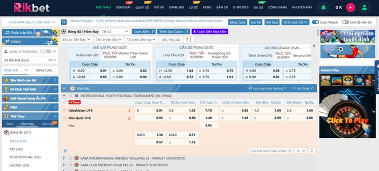 Khám Phá Nền Tảng Thể Thao SABA Sports RikBet Đẳng Cấp Thế Giới