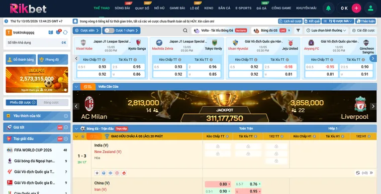 Thể Thao K Sports RikBet Trải Nghiệm Cá Cược Đẳng Cấp Với Giải Thưởng Hàng Tỷ Đồng