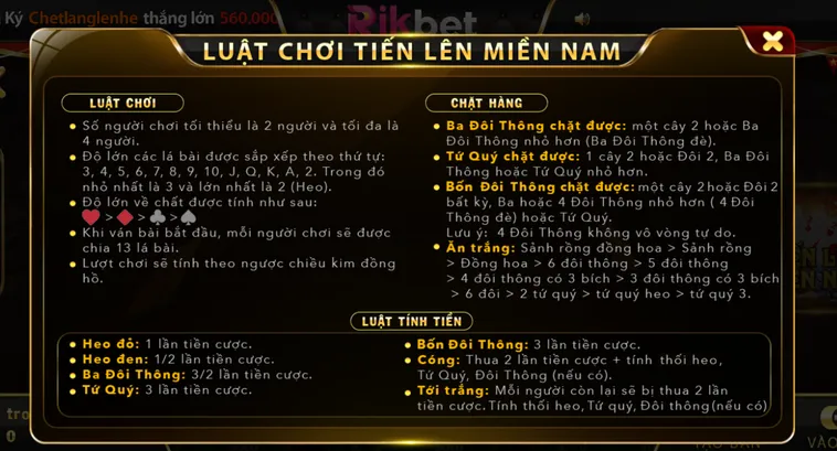 Chinh Phục Siêu Phẩm Tiến Lên Miền Nam Tại RikBet Với Phần Thưởng Cực Lớn